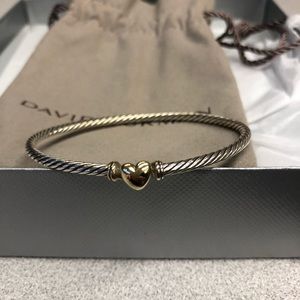 David Yurman Cable Bracelet with Gold Heart